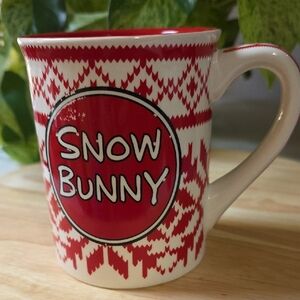 Red and White Ski-Themed Mug